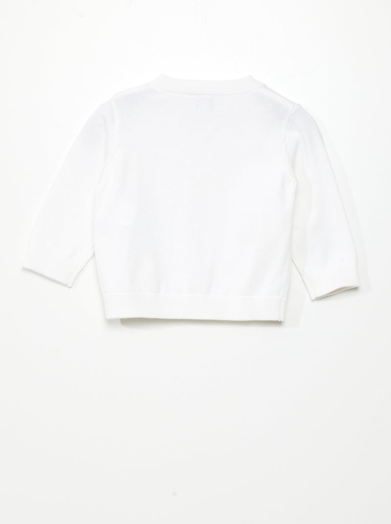 Gilet à col V en maille légère BLANC - Kiabi