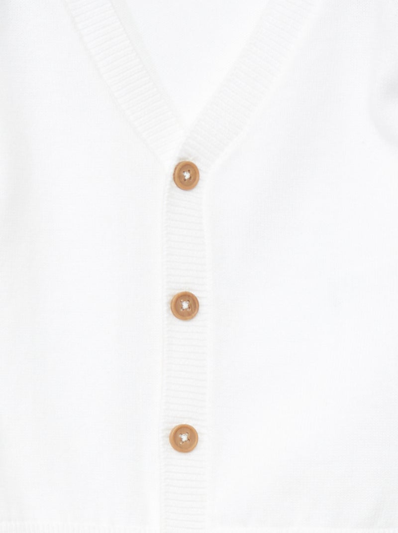 Gilet à col V en maille légère BLANC - Kiabi