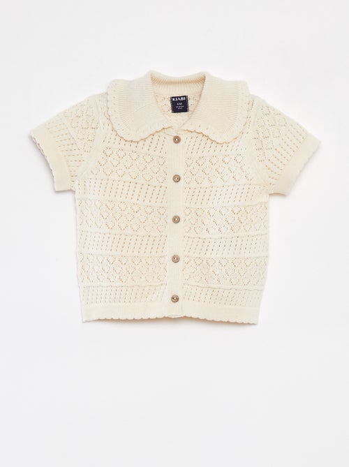Gilet à manches courtes en maille ajourée - Kiabi