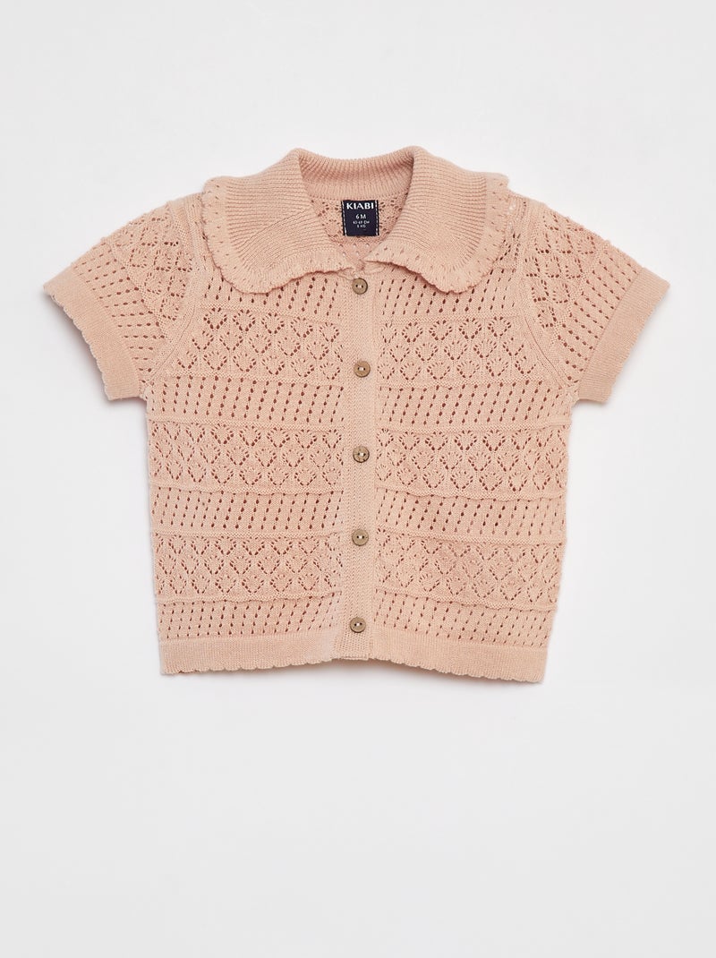 Gilet à manches courtes en maille ajourée ROSE - Kiabi