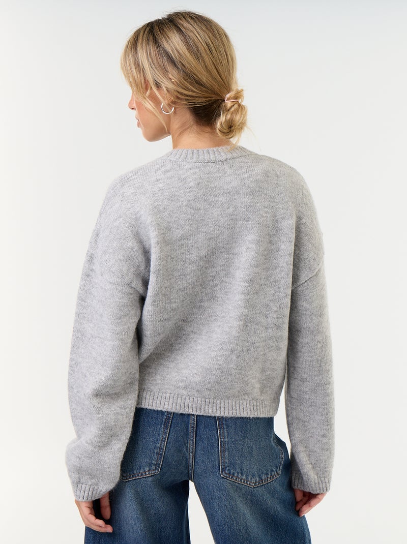 Gilet à manches longues avec boutonnage mandarin Gris - Kiabi