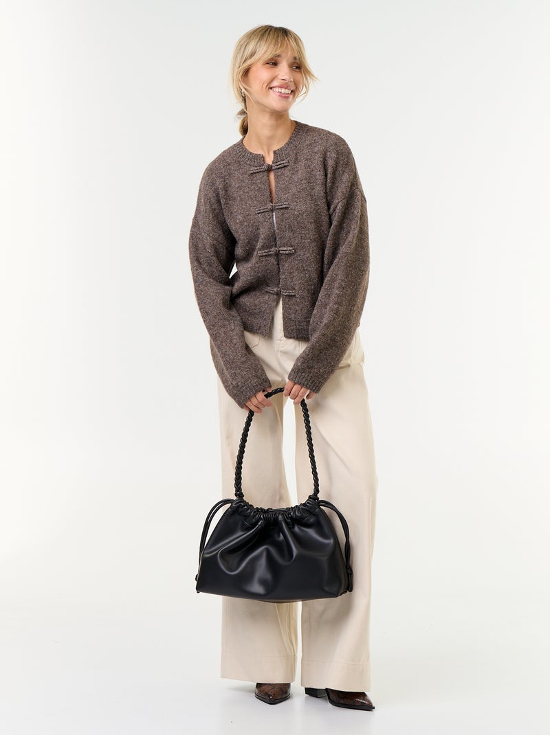 Gilet à manches longues avec boutonnage mandarin Taupe - Kiabi
