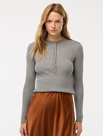 Gilet à manches longues en maille côtelée