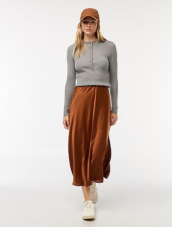 Gilet à manches longues en maille côtelée