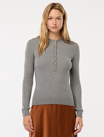 Gilet à manches longues en maille côtelée