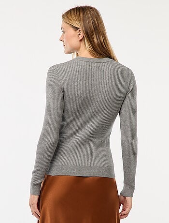 Gilet à manches longues en maille côtelée