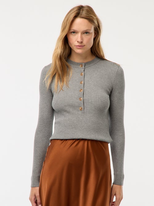 Gilet à manches longues en maille côtelée - Kiabi