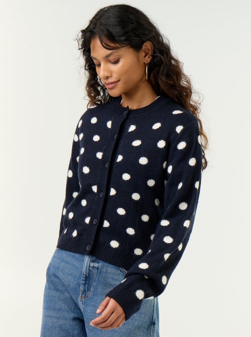 Gilet à pois et à manches longues - Kiabi