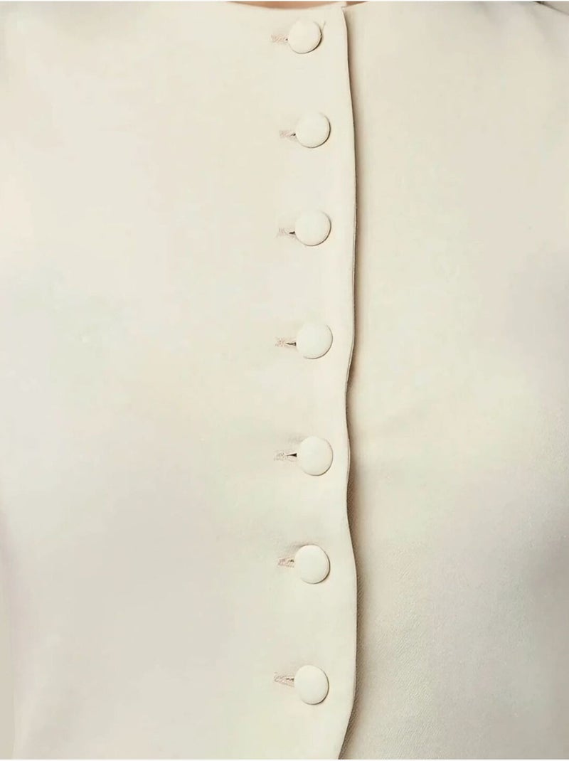 Gilet ajusté à col ras du cou avec détails boutonnés Ivoire - Kiabi