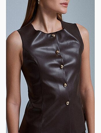 Gilet ajusté en similicuir à boutons dilvin