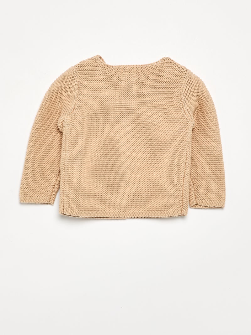 Gilet au point mousse Beige - Kiabi