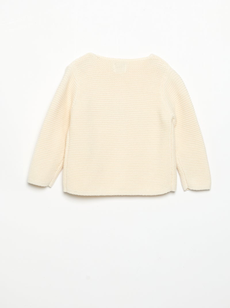 Gilet au point mousse Blanc - Kiabi