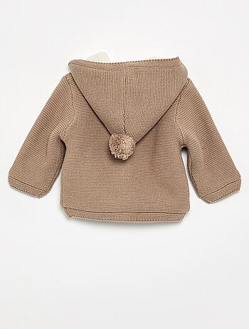 Gilet au point mousse doublé à capuche