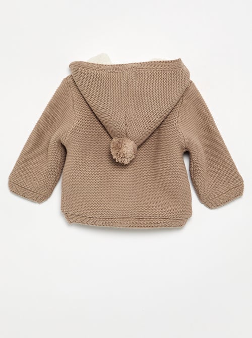 Gilet au point mousse doublé à capuche - Kiabi