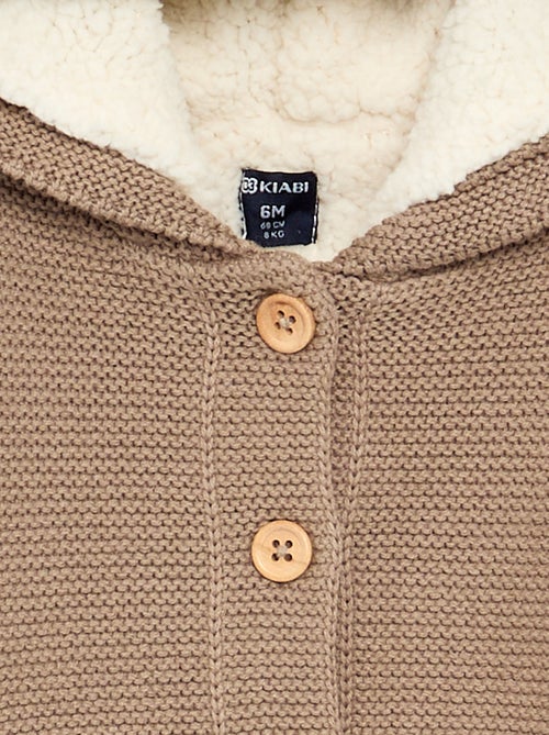Gilet au point mousse doublé à capuche - Kiabi