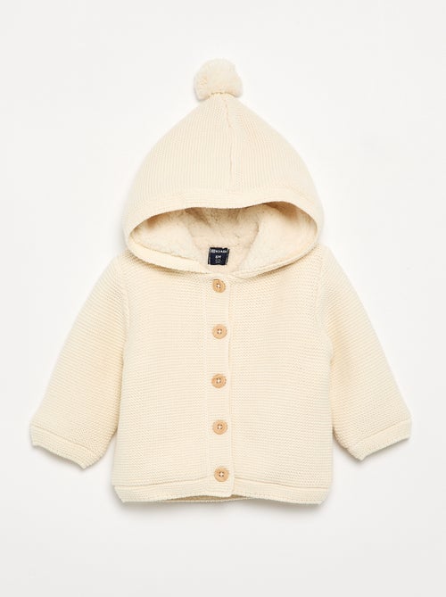 Gilet au point mousse doublé à capuche - Kiabi Gilet au point mousse doublé à capuche - Kiabi