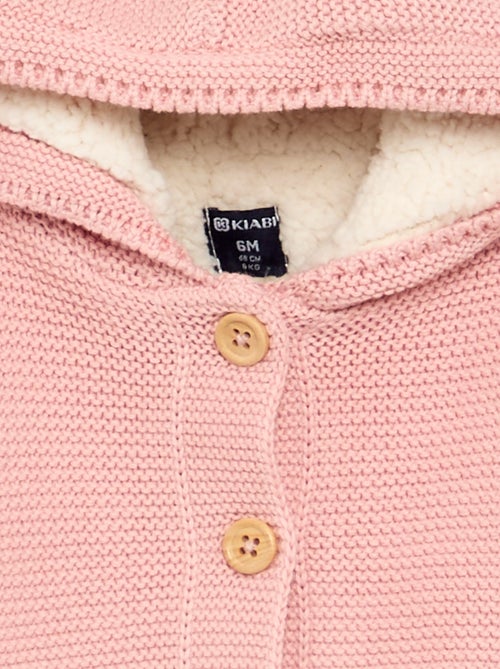 Gilet au point mousse doublé à capuche - Kiabi