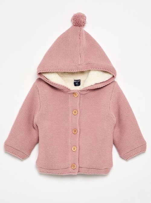 Gilet au point mousse doublé à capuche - Kiabi Gilet au point mousse doublé à capuche - Kiabi