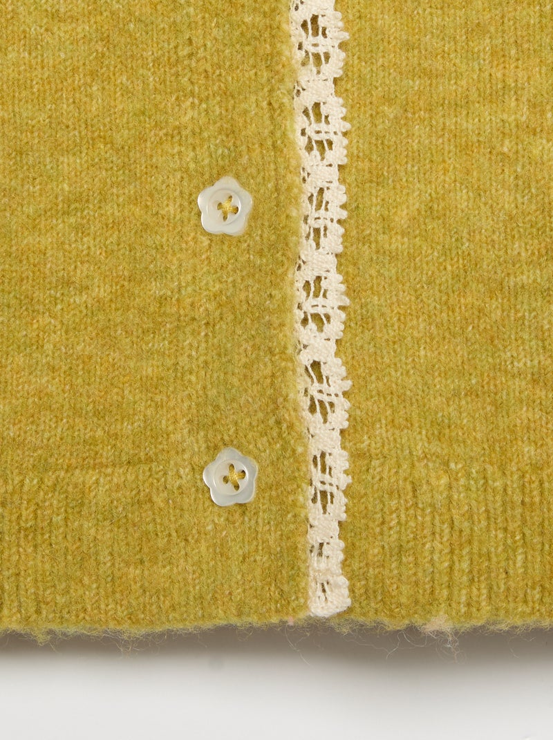 Gilet avec bords en fine dentelle Vert - Kiabi