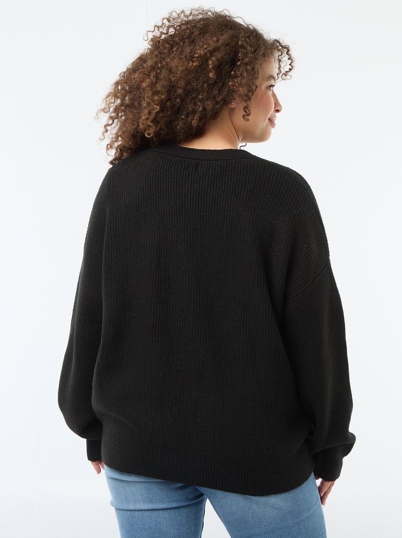 Gilet avec boutonnage en cœur Noir - Kiabi