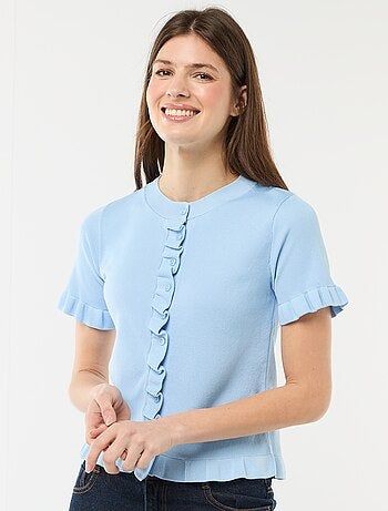 Gilet avec boutonnage et manches volantés