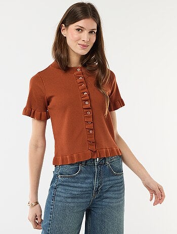 Gilet avec boutonnage et manches volantés