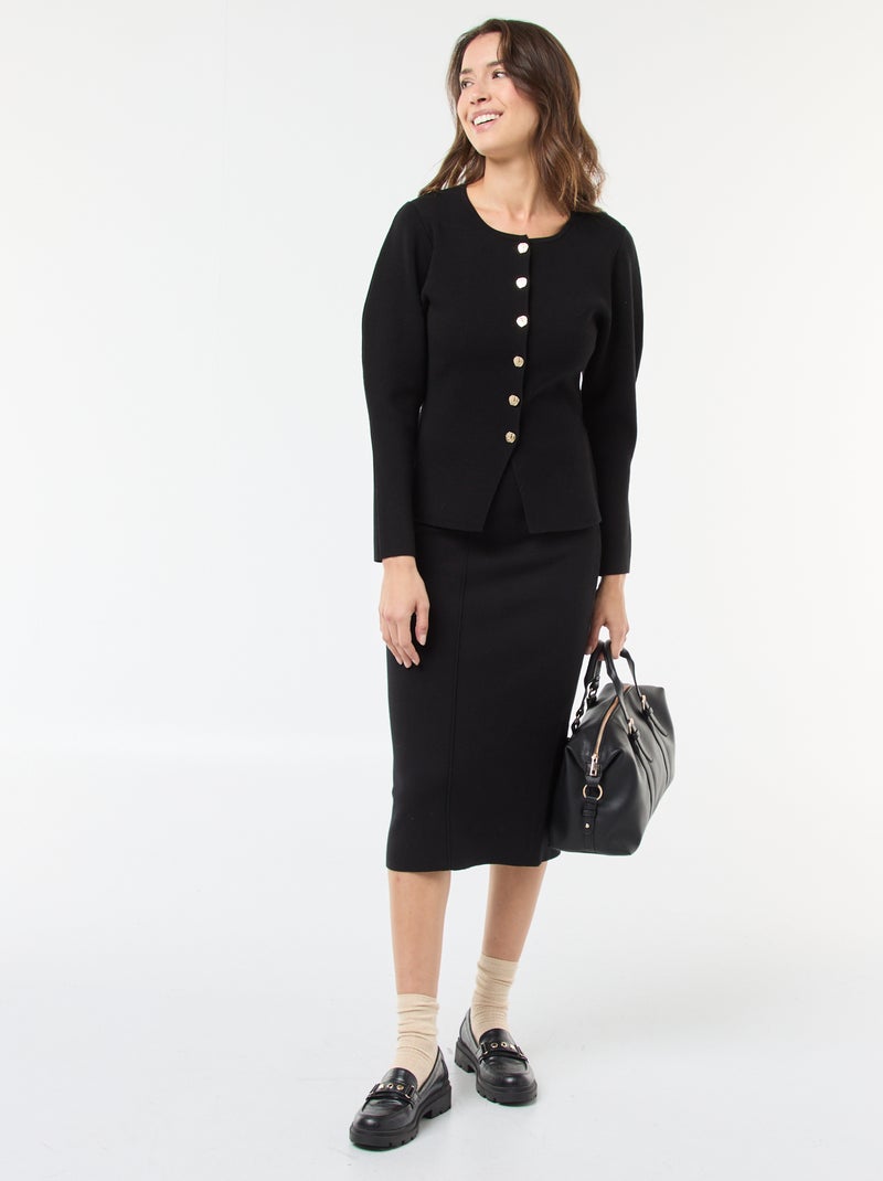 Gilet avec boutons dorés Noir - Kiabi