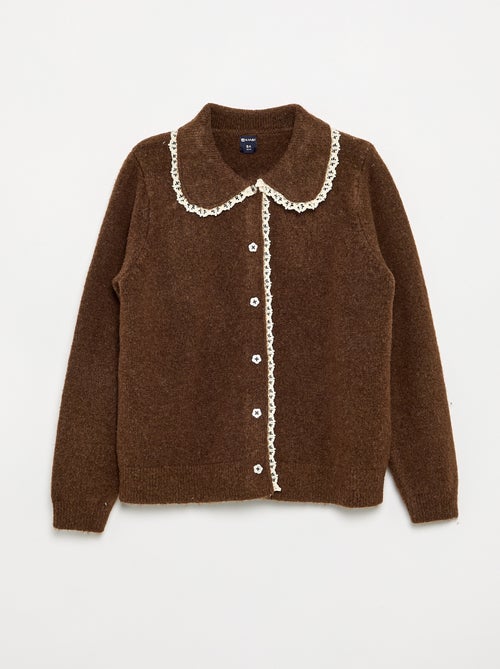 Gilet avec boutons fantaisie et col Claudine - Kiabi