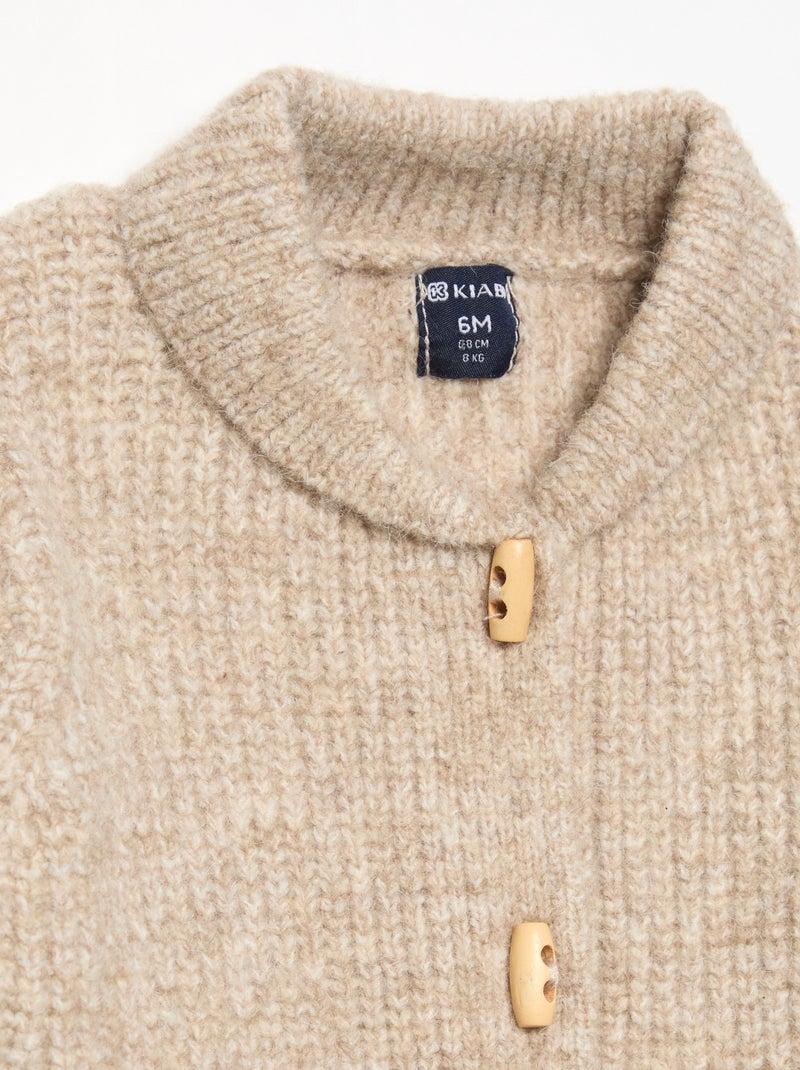 Gilet avec col châle Beige - Kiabi