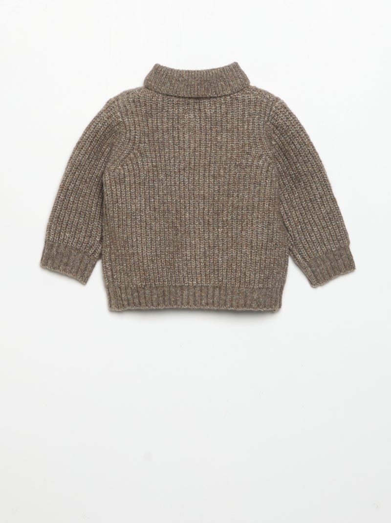 Gilet avec col châle Marron - Kiabi