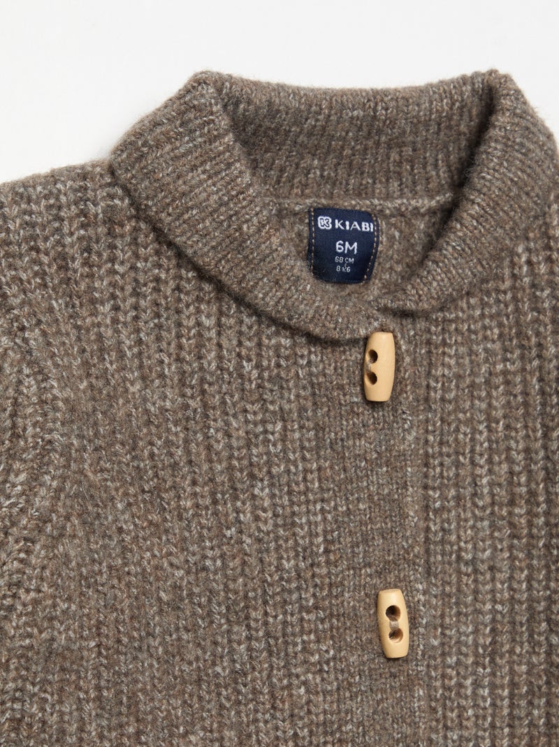 Gilet avec col châle Marron - Kiabi