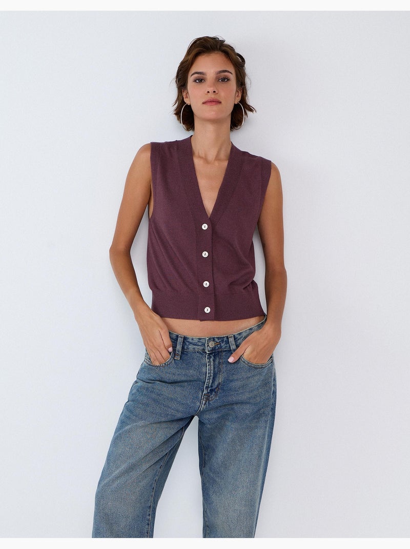 Gilet avec du cachemire, mo fashion Violet - Kiabi