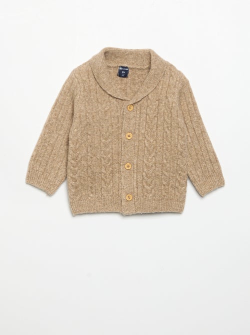 Gilet avec torsades et col châle - Kiabi