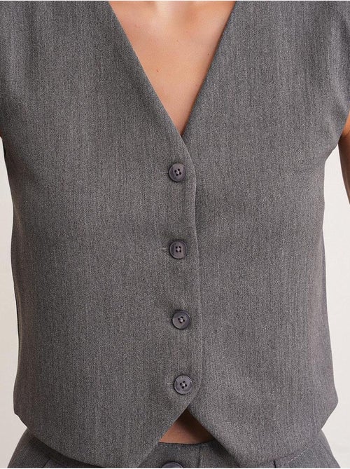 Gilet boutonné à col en v mixray - Kiabi Gilet boutonné à col en v mixray - Kiabi