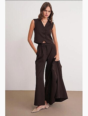 Gilet boutonné à col en v mixray