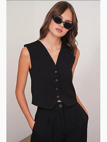 Gilet boutonné à col en v mixray