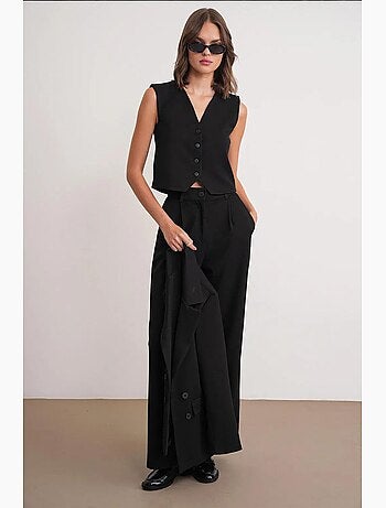 Gilet boutonné à col en v mixray