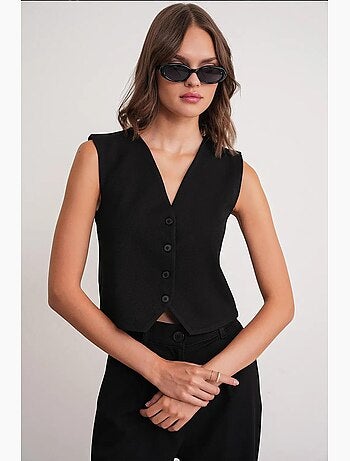 Gilet boutonné à col en v mixray