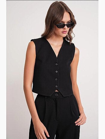 Gilet boutonné à col en v mixray