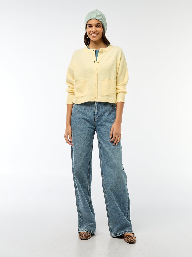 Gilet boutonné avec 2 poches plaquées Jaune - Kiabi
