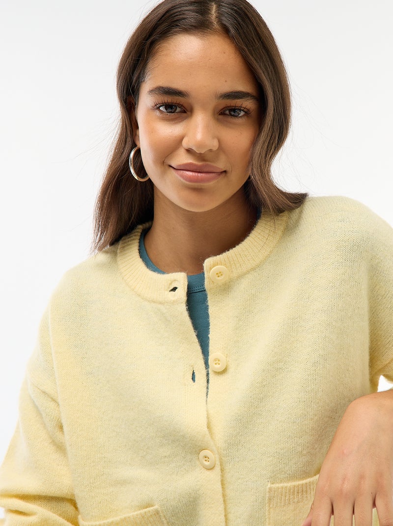 Gilet boutonné avec 2 poches plaquées Jaune - Kiabi