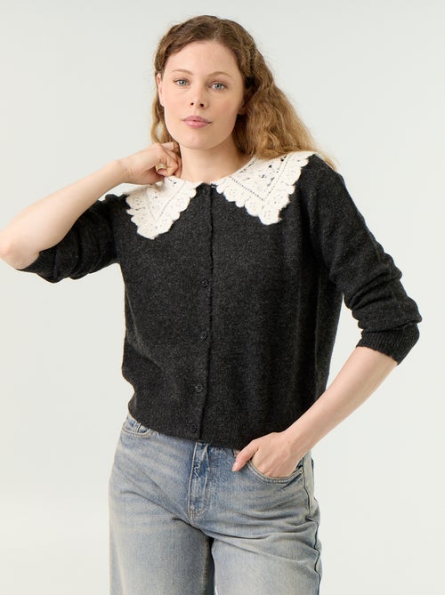 Gilet boutonné avec col claudine - Kiabi