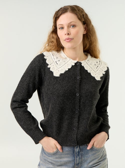 Gilet boutonné avec col claudine - Kiabi