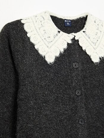Gilet boutonné avec col fantaisie