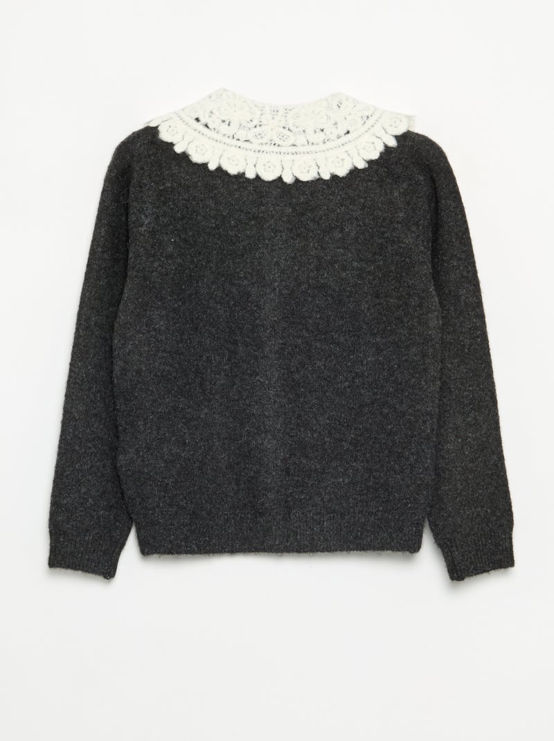 Gilet boutonné avec col fantaisie Gris - Kiabi