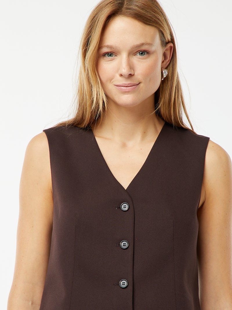 Gilet boutonné sans manches Marron - Kiabi