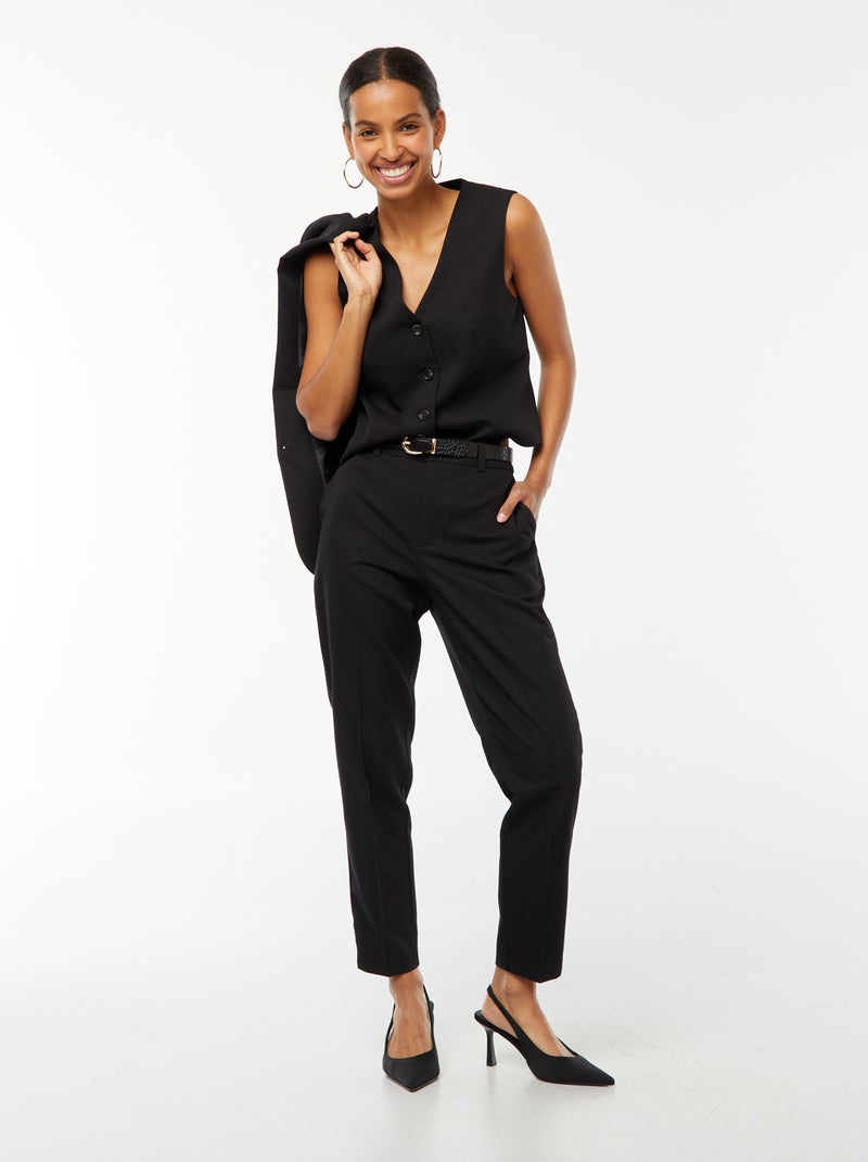 Gilet boutonné sans manches Noir - Kiabi