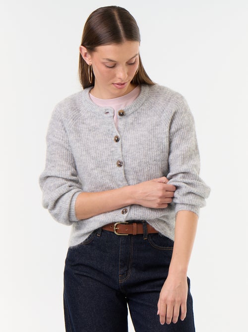 Gilet boutonnée en mohair et laine mélangé - Kiabi