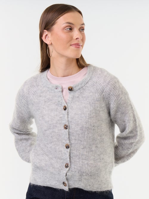 Gilet boutonnée en mohair et laine mélangé - Kiabi