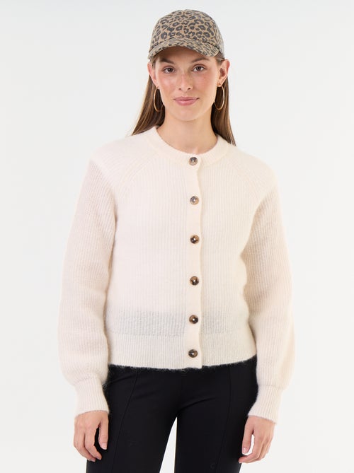 Gilet boutonnée en mohair et laine mélangé - Kiabi